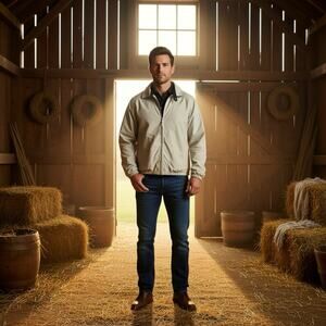 Vintage Woodlake Windbreaker Jacket Mens XL Nylon Lining Ivory Full Zip Workwear